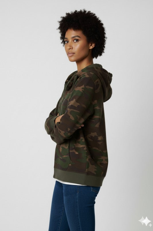 Unisex Fleece Zipper Hoodie #Camo