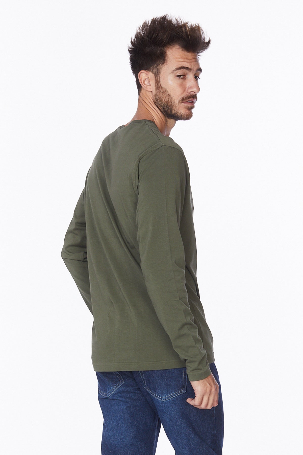 Henley Long Sleeves T-Shirt #Olive