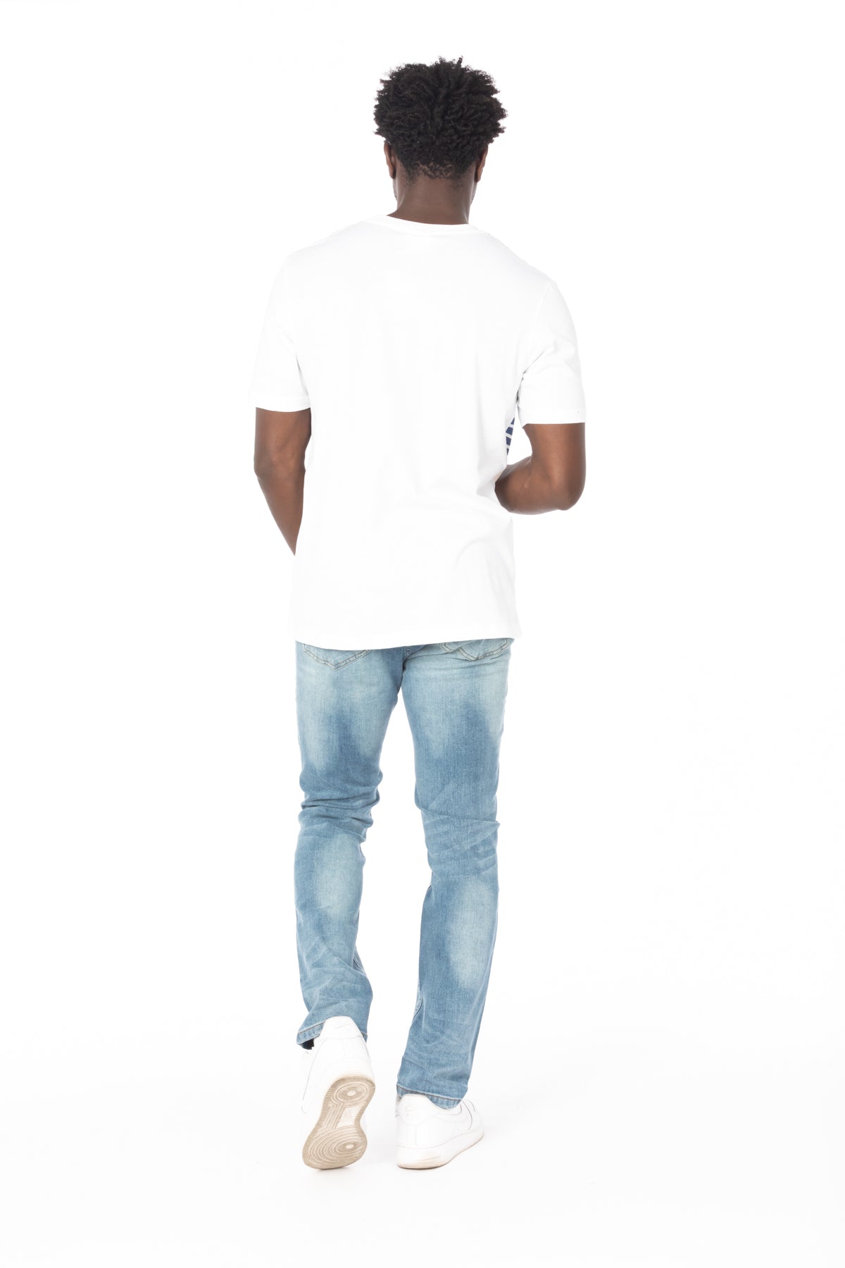 Pink-Navy Stripe Pocket Cotton T-Shirt