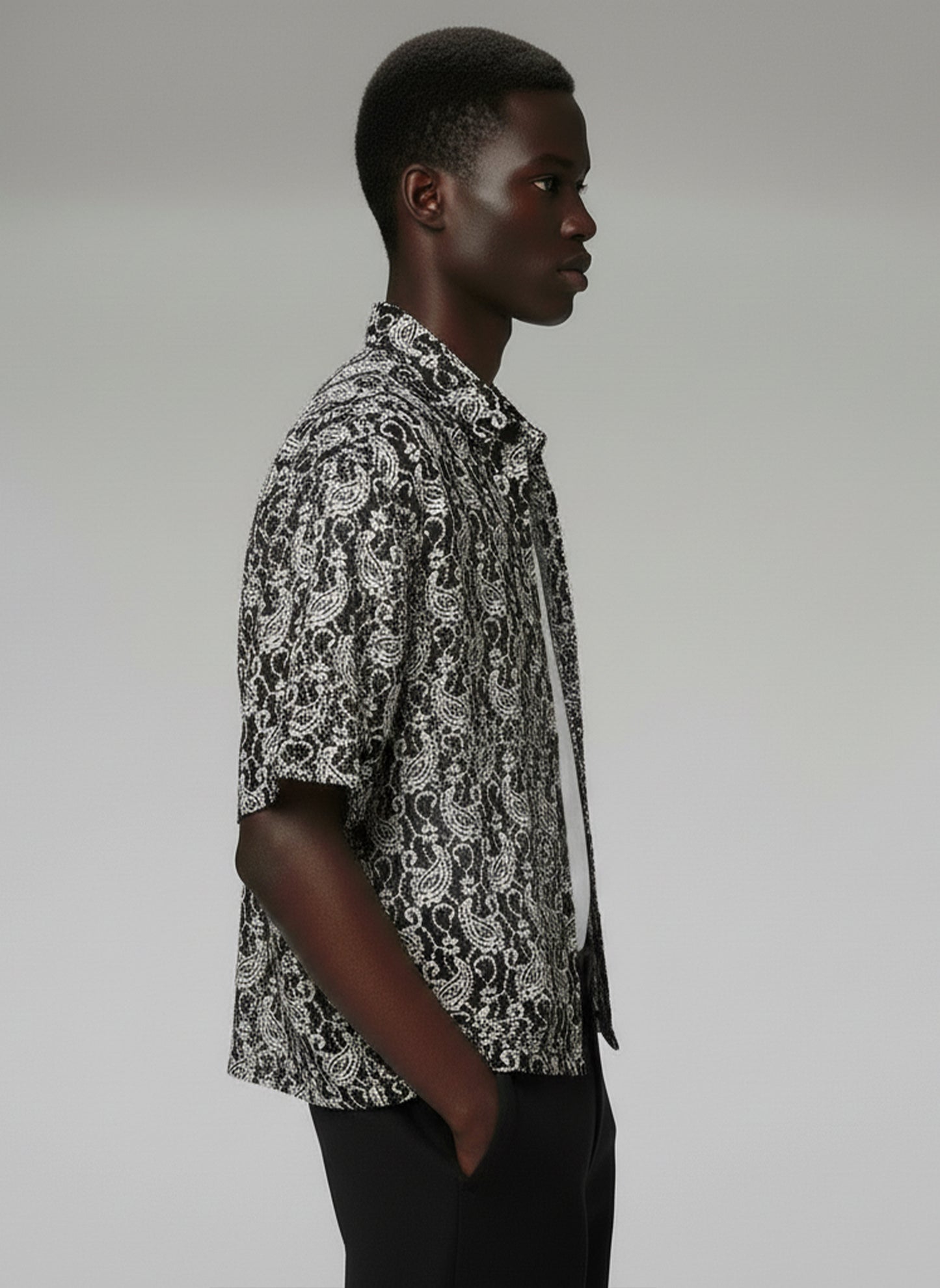 Men's Crochet Short Sleeve Shirt - #4416