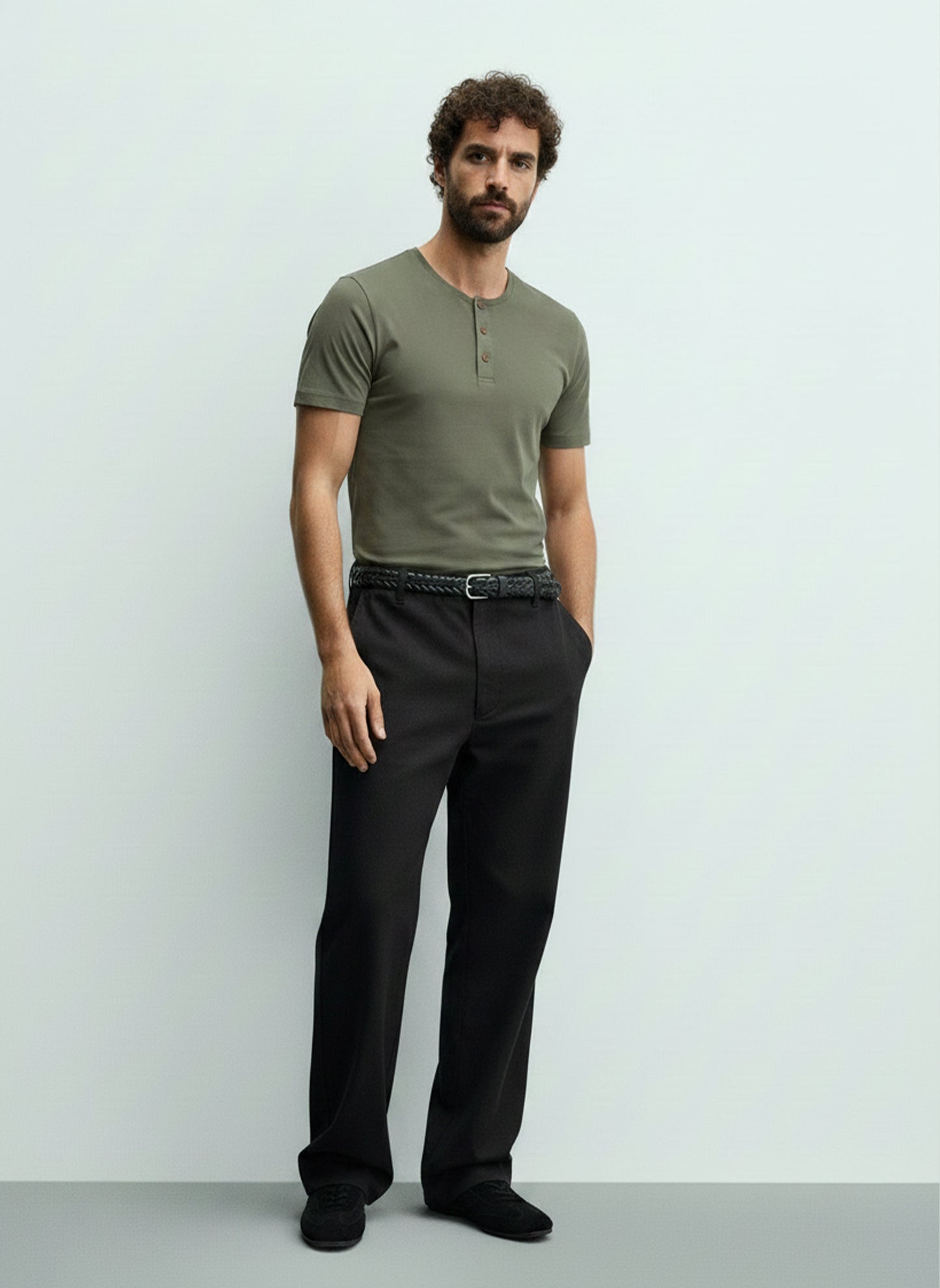 Men's Henley Short Sleeve T-Shirt #Olive