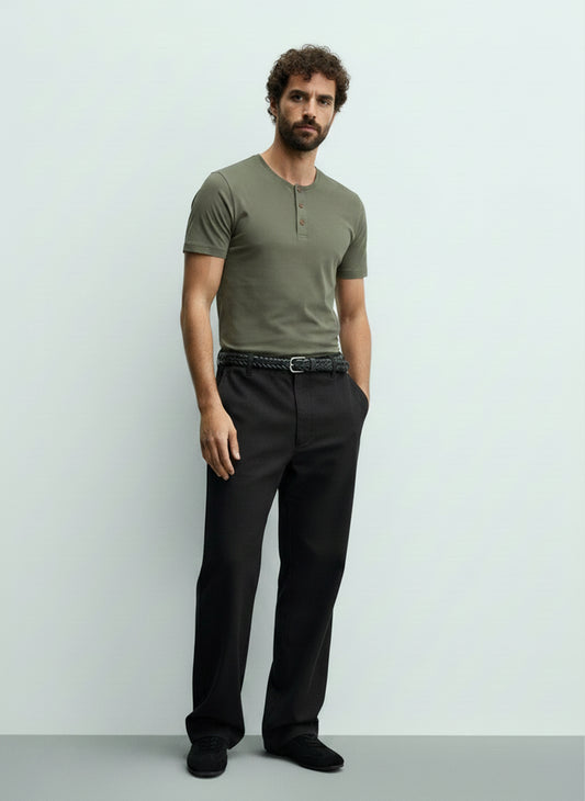 Men's Henley Short Sleeve T-Shirt #Olive