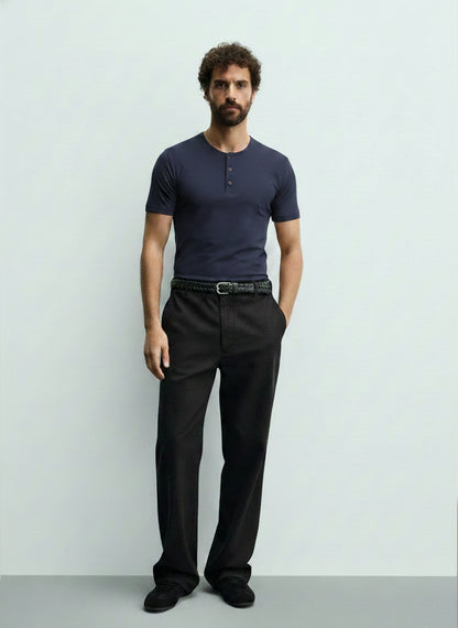 Men's Henley Short Sleeve T-Shirt #Navy