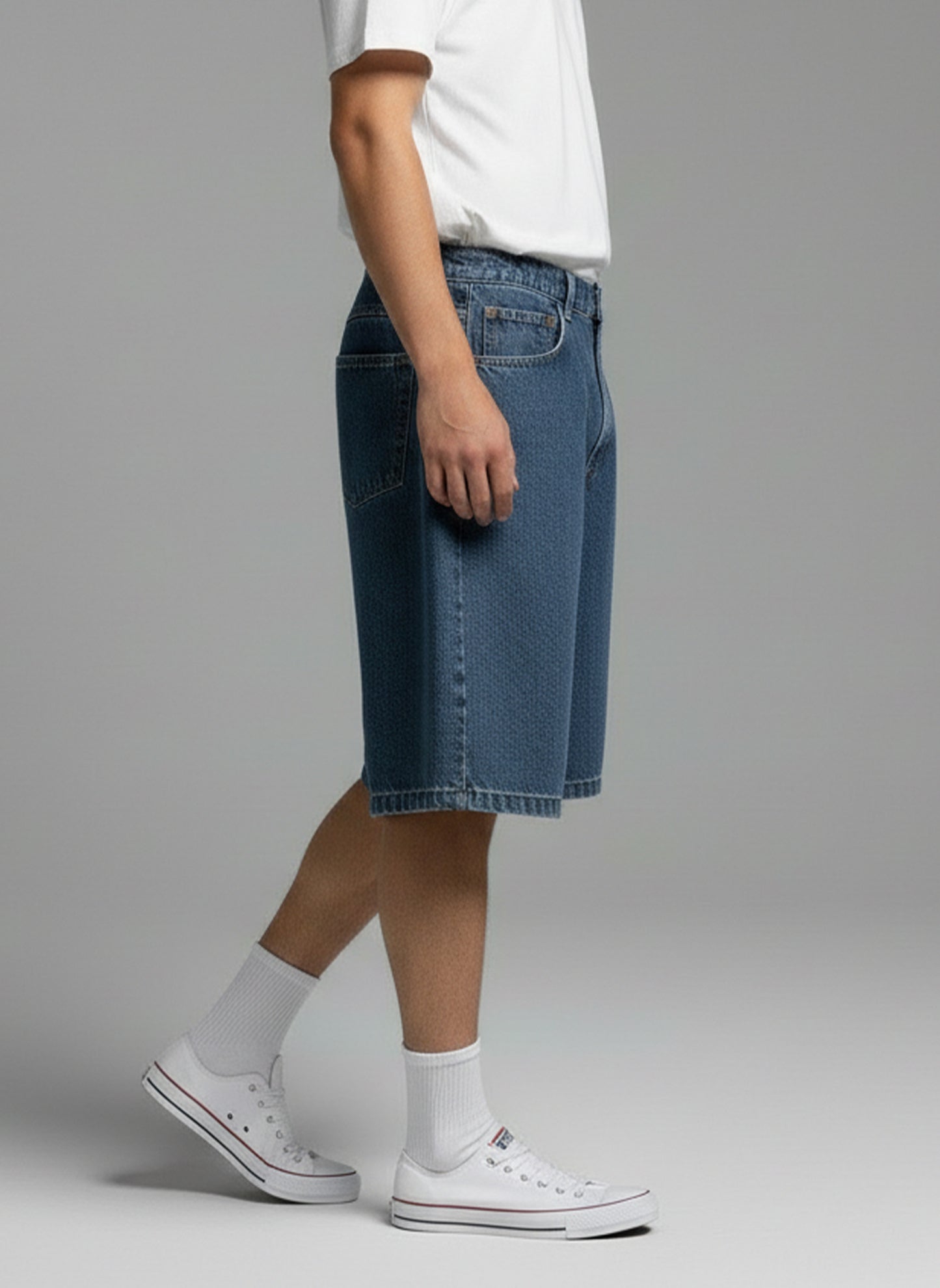 BAGGY FIT DENIM SHORTS (DARK BLUE)