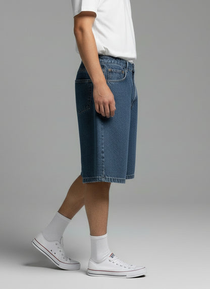 BAGGY FIT DENIM SHORTS (DARK BLUE)