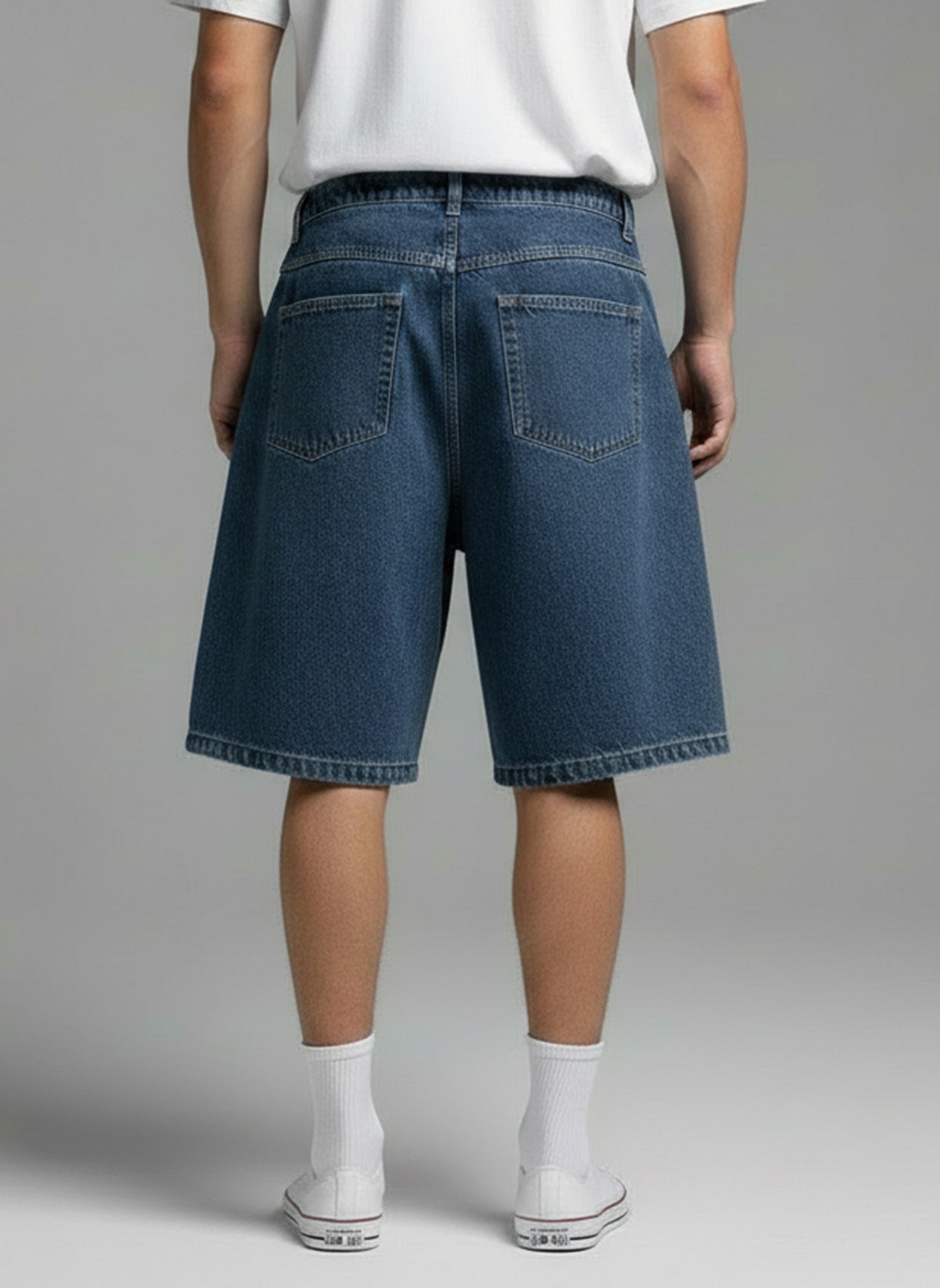 BAGGY FIT DENIM SHORTS (DARK BLUE)
