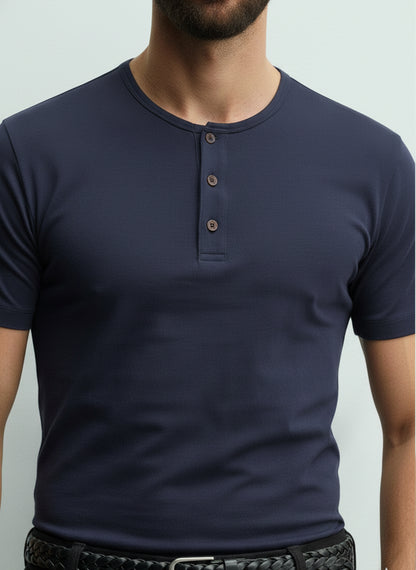 Men's Henley Short Sleeve T-Shirt #Navy