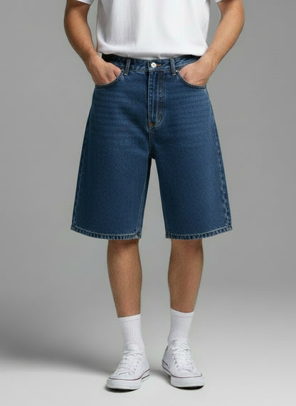 BAGGY FIT DENIM SHORTS (DARK BLUE)