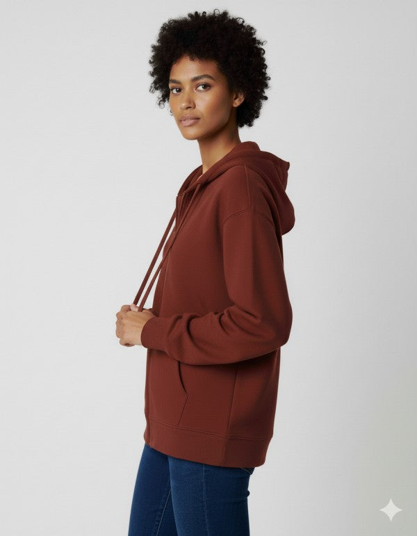 Unisex Fleece Zipper Hoodie #Burgundy