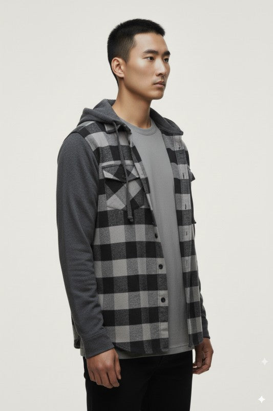 Flannel Shirt With Detachable Hood