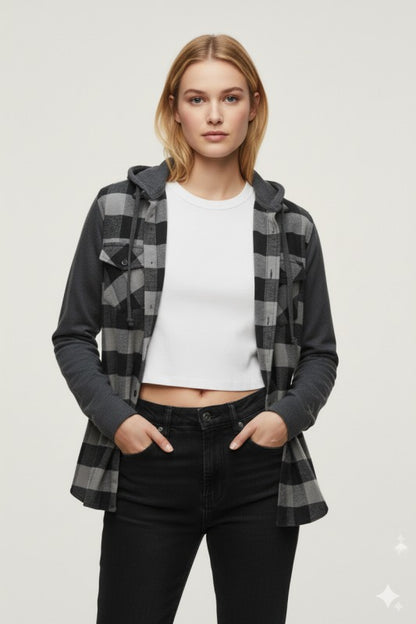 Flannel Shirt With Detachable Hood