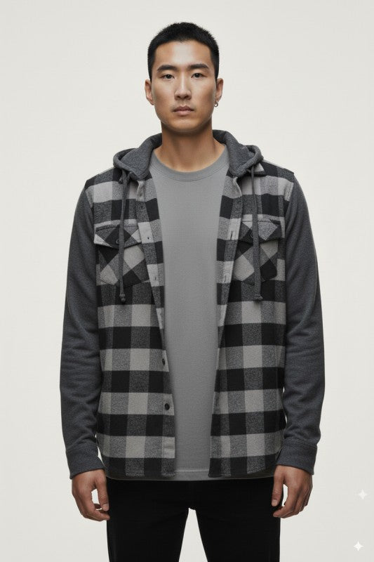 Flannel Shirt With Detachable Hood