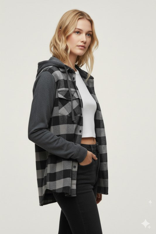 Flannel Shirt With Detachable Hood