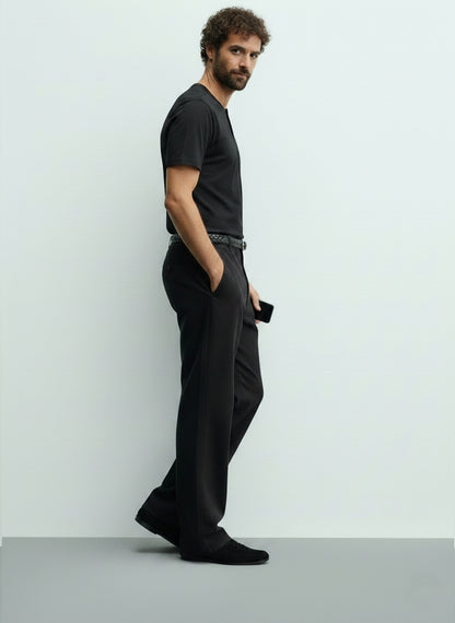 Men's Henley Short Sleeve T-Shirt #Black