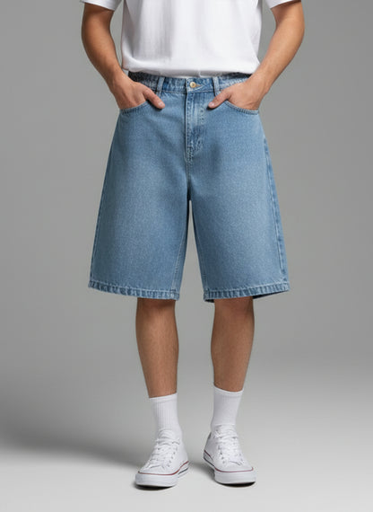 BAGGY FIT DENIM SHORTS (LIGHT BLUE)