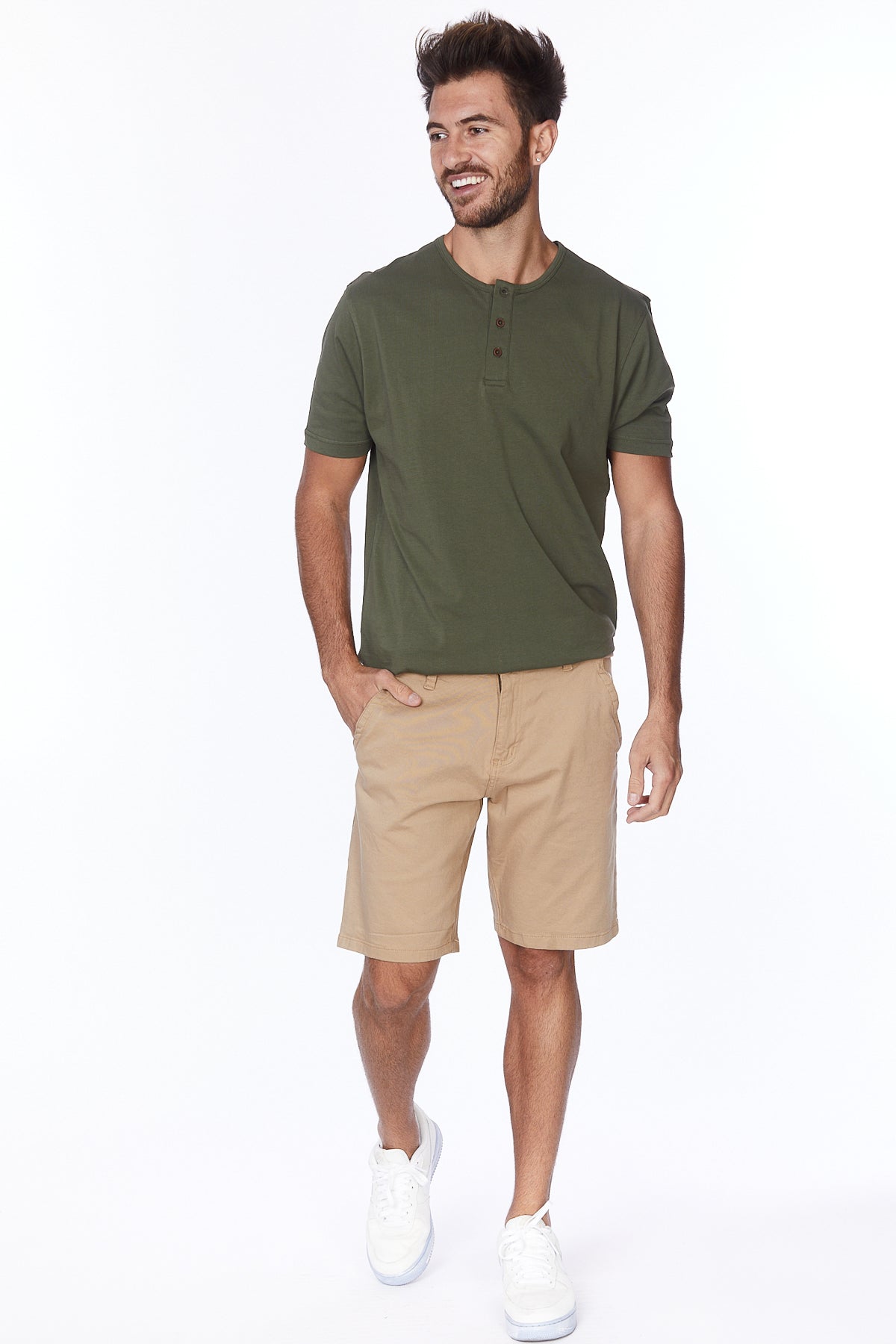 Men's Chino Twill Stretch Shorts #Khaki