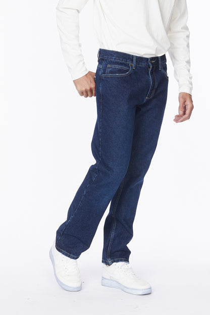 Men's Straight Fit Denim Jeans #Dark Blue