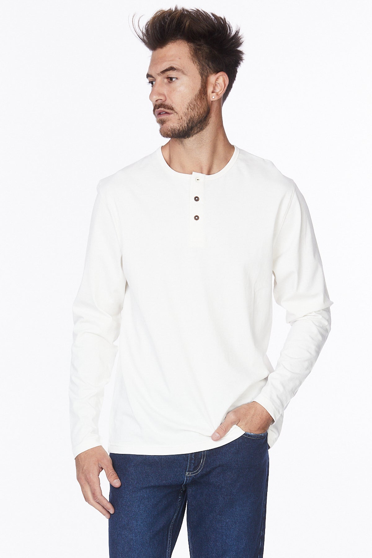 Henley Long Sleeves T-Shirt #Off-White