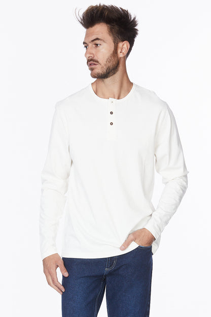 Henley Long Sleeves T-Shirt #Off-White