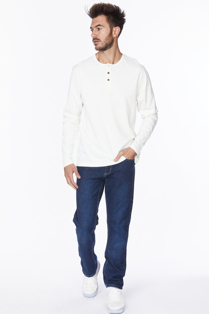 Henley Long Sleeves T-Shirt #Off-White