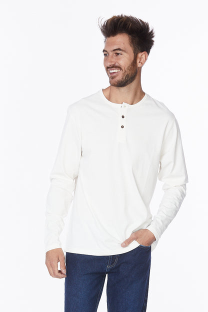 Henley Long Sleeves T-Shirt #Off-White