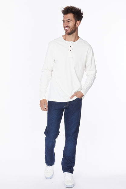 Henley Long Sleeves T-Shirt #Off-White