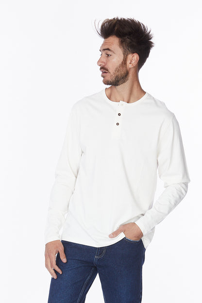 Henley Long Sleeves T-Shirt #Off-White