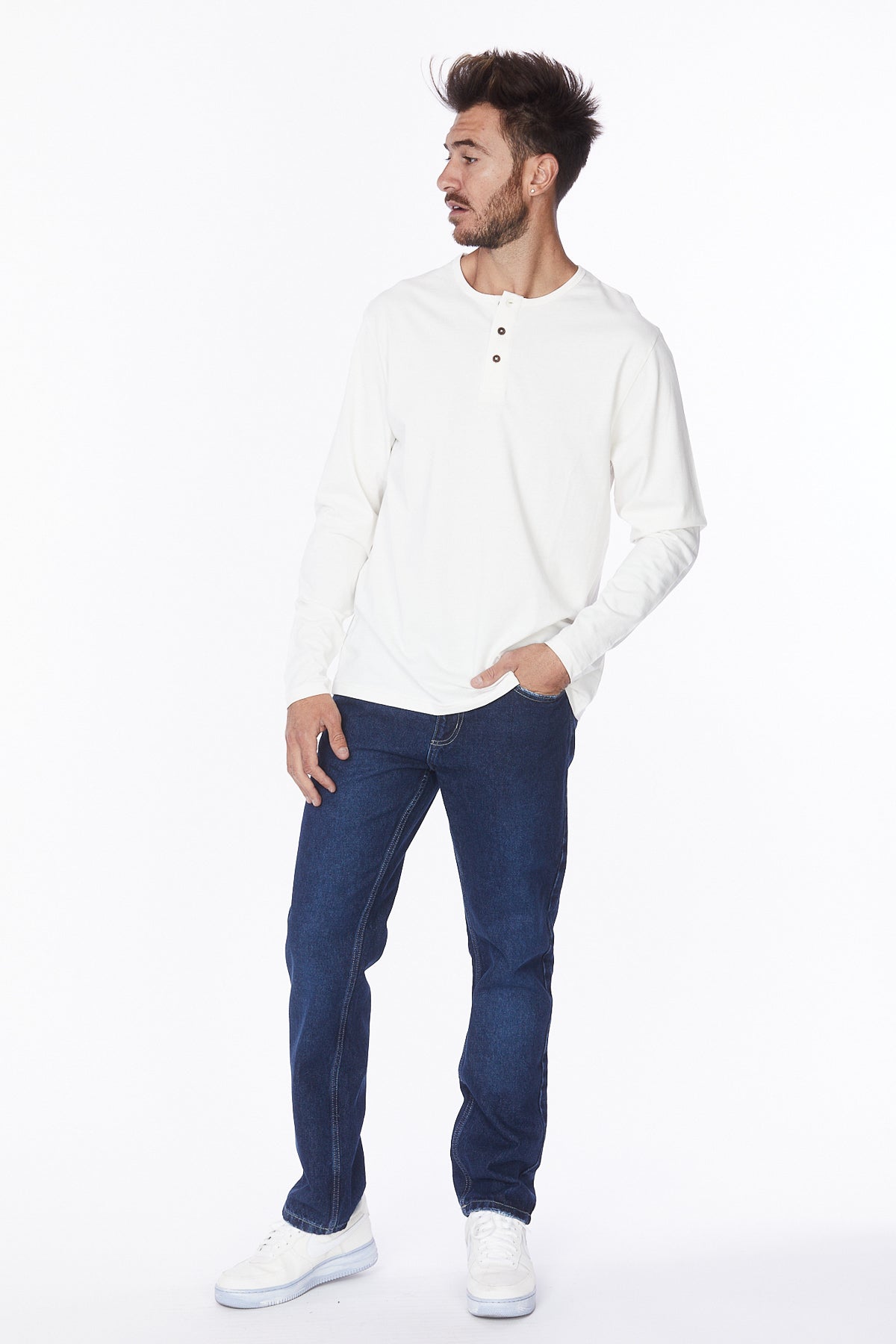 Henley Long Sleeves T-Shirt #Off-White