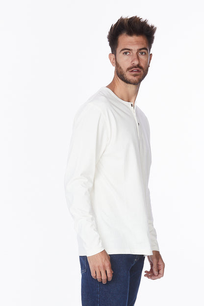 Henley Long Sleeves T-Shirt #Off-White