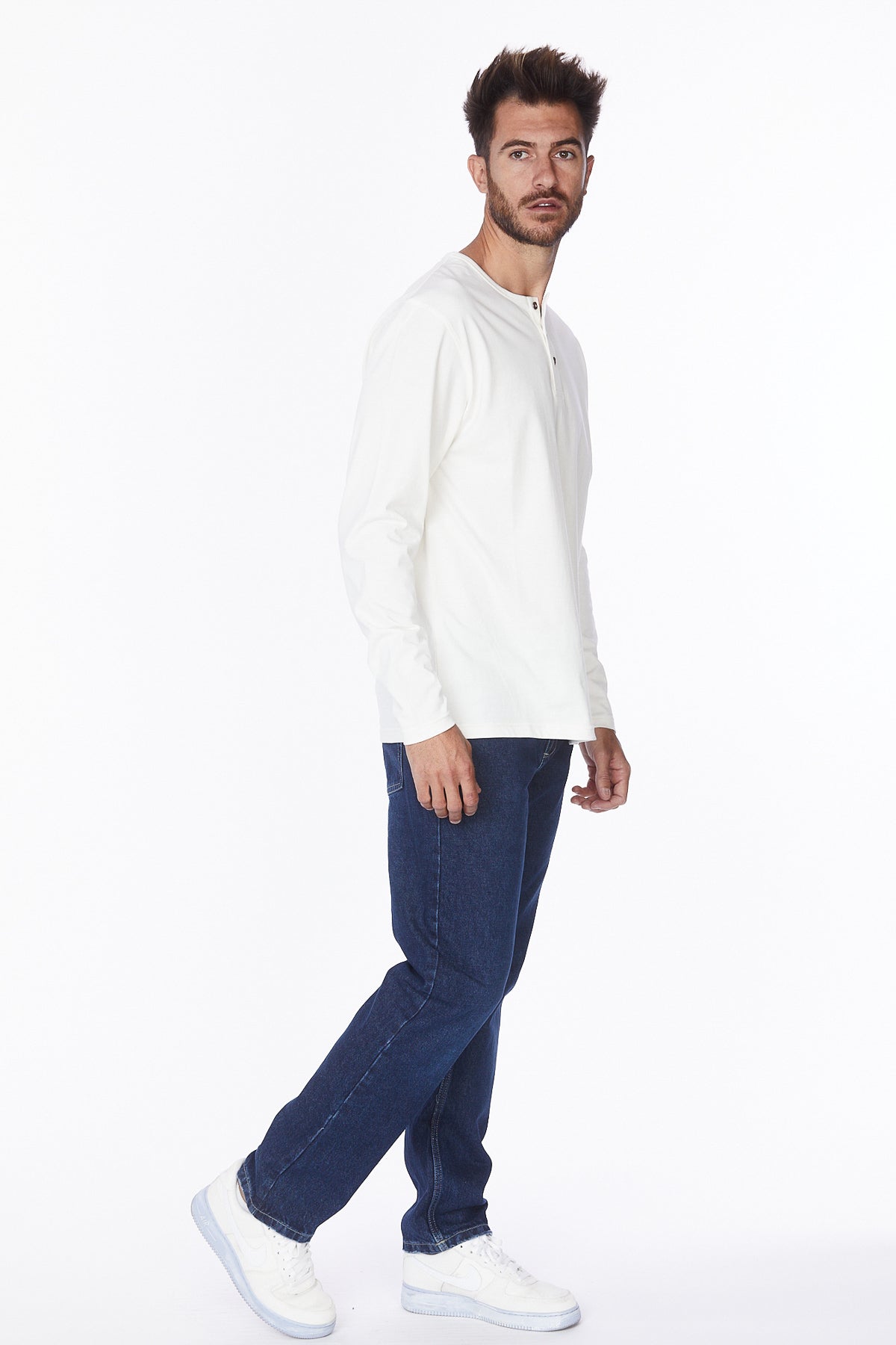 Henley Long Sleeves T-Shirt #Off-White