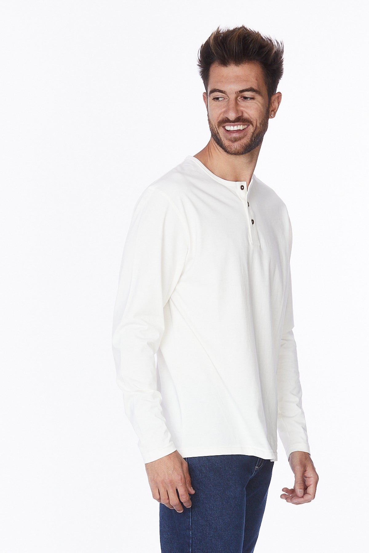 Henley Long Sleeves T-Shirt #Off-White