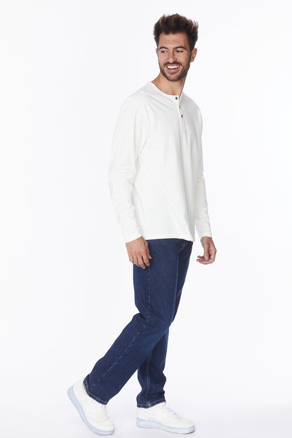 Henley Long Sleeves T-Shirt #Off-White