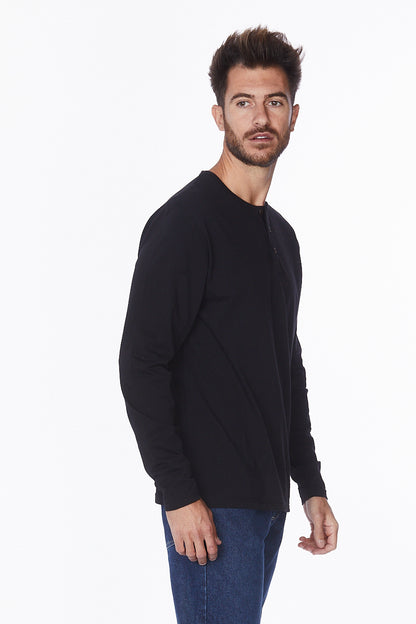 Henley Long Sleeves T-Shirt #Black