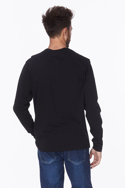 Henley Long Sleeves T-Shirt #Black