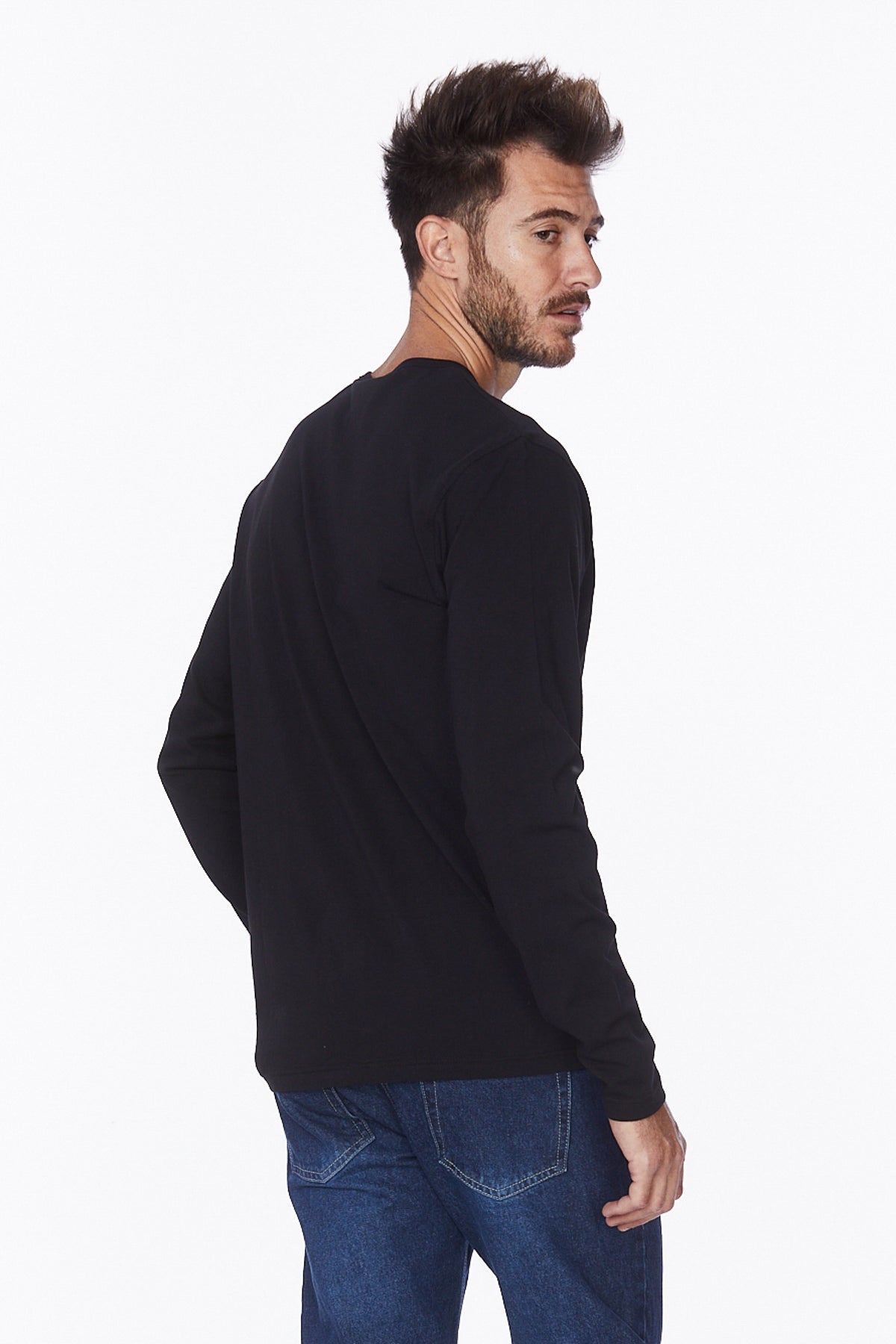 Henley Long Sleeves T-Shirt #Black