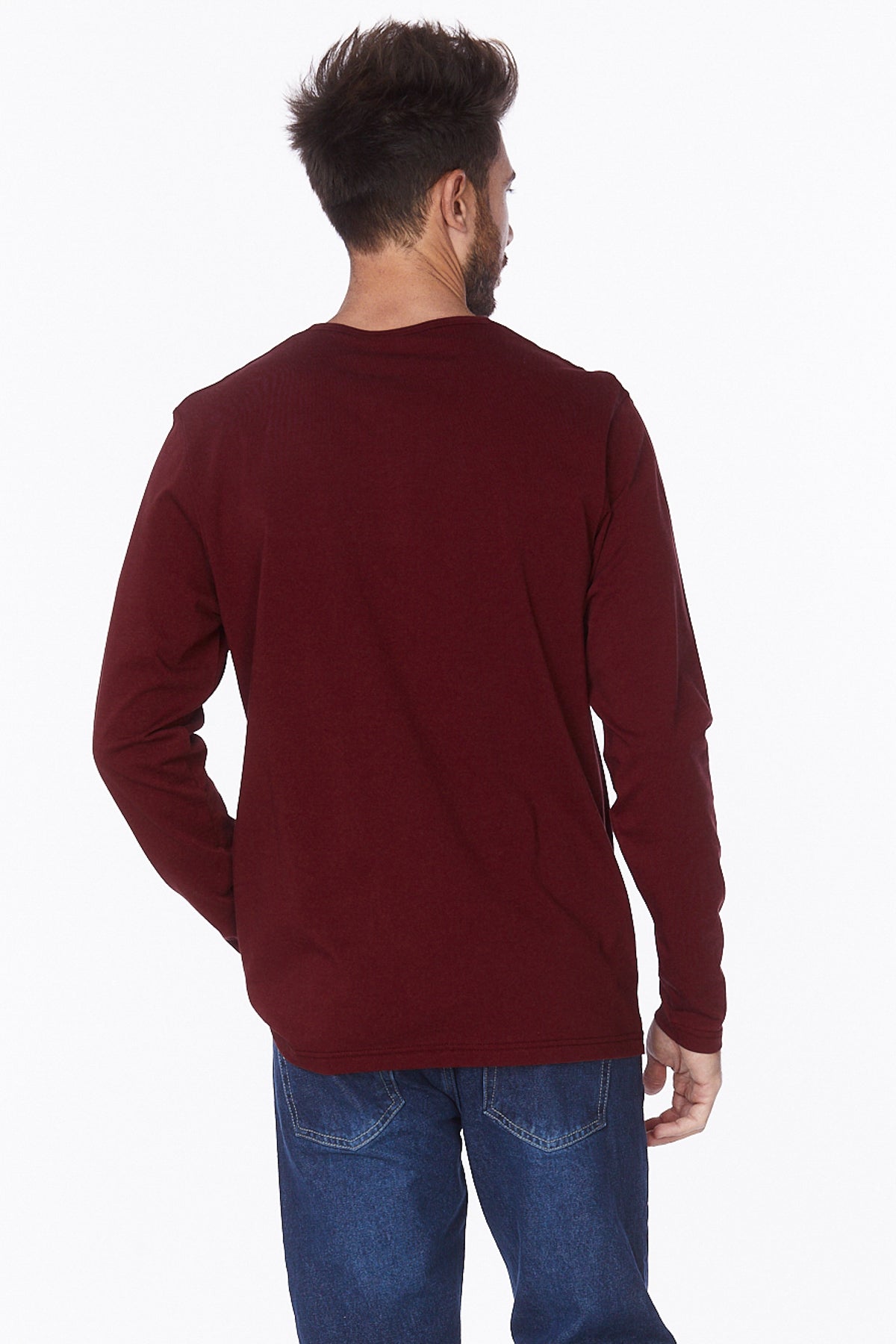 Henley Long Sleeves T-Shirt #Burgundy