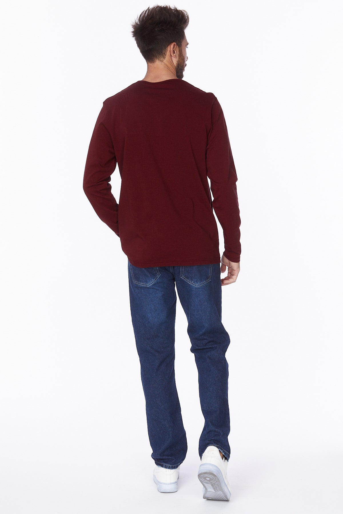 Henley Long Sleeves T-Shirt #Burgundy
