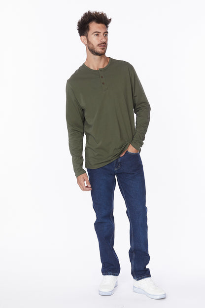 Henley Long Sleeves T-Shirt #Olive