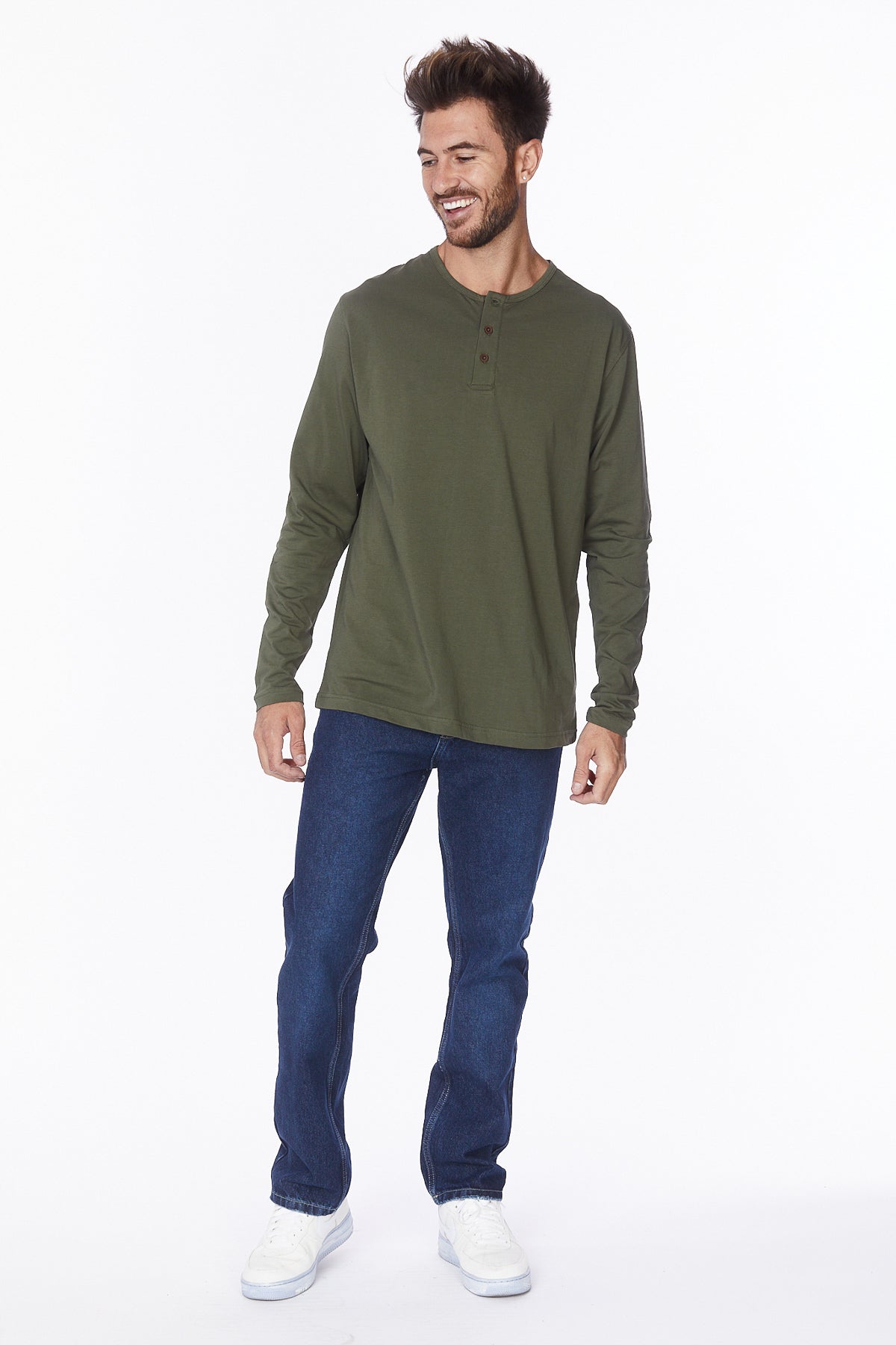 Henley Long Sleeves T-Shirt #Olive