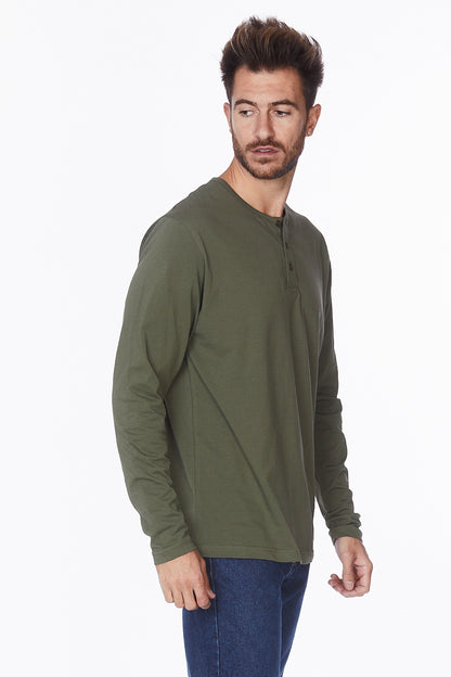 Henley Long Sleeves T-Shirt #Olive