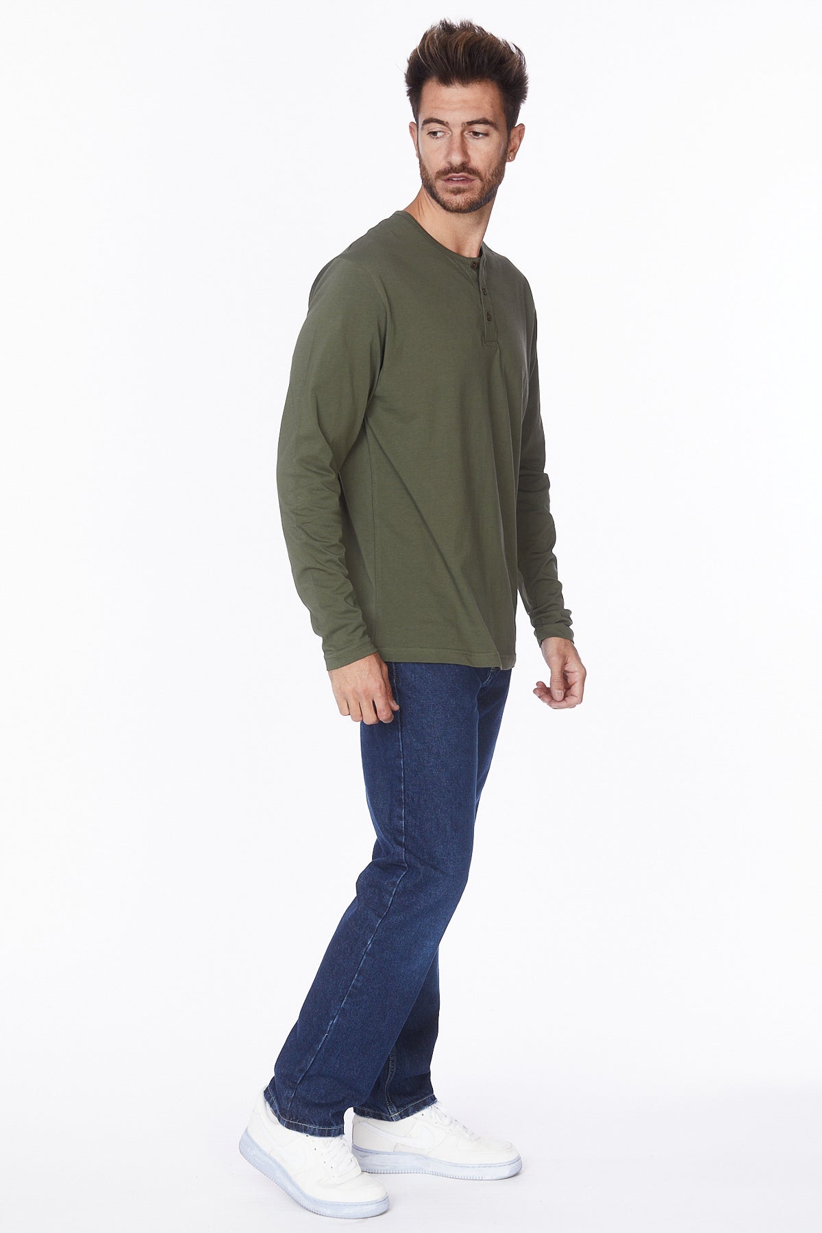 Henley Long Sleeves T-Shirt #Olive