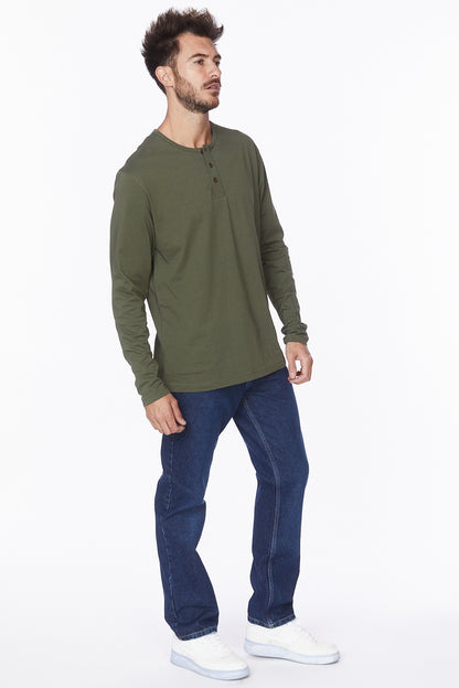 Henley Long Sleeves T-Shirt #Olive