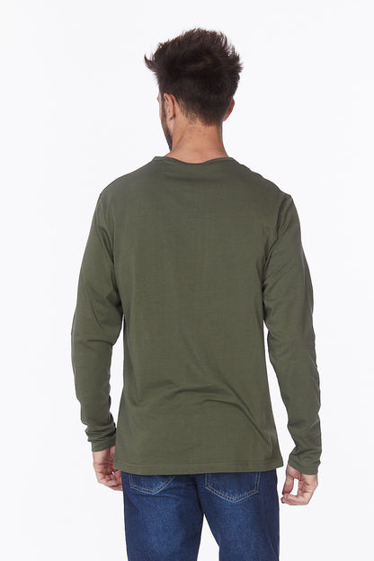 Henley Long Sleeves T-Shirt #Olive