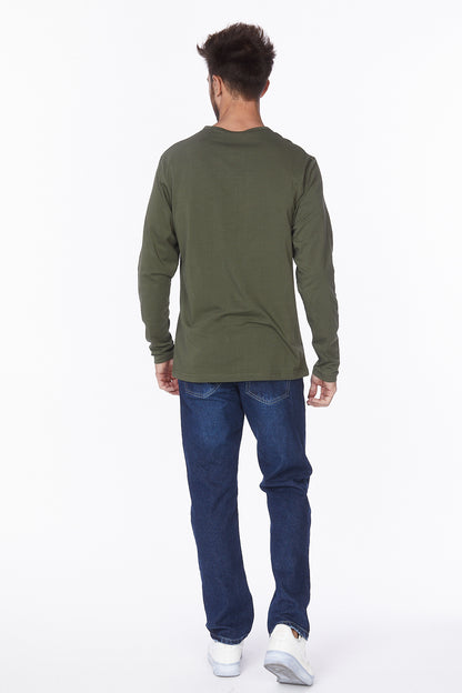 Henley Long Sleeves T-Shirt #Olive
