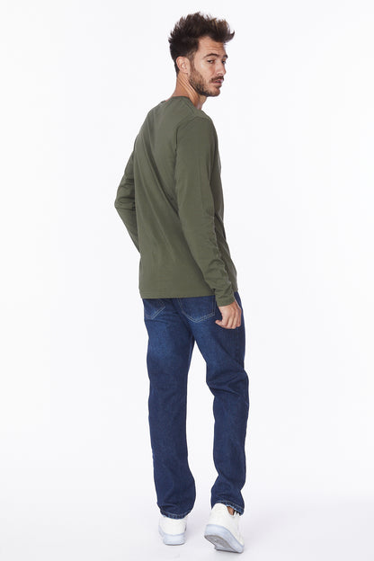 Henley Long Sleeves T-Shirt #Olive