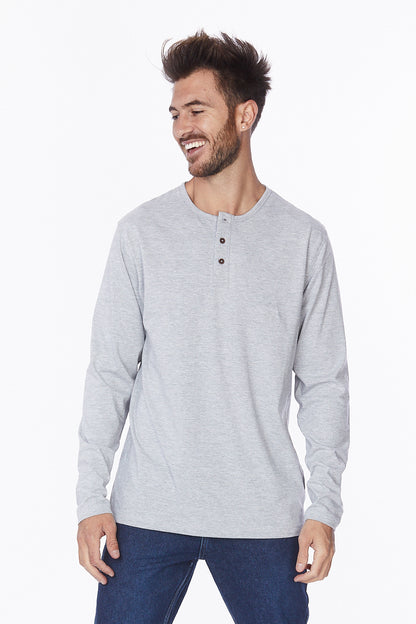 Henley Long Sleeves T-Shirt #Light Gray