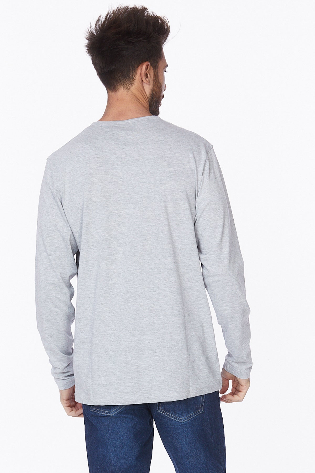 Henley Long Sleeves T-Shirt #Light Gray