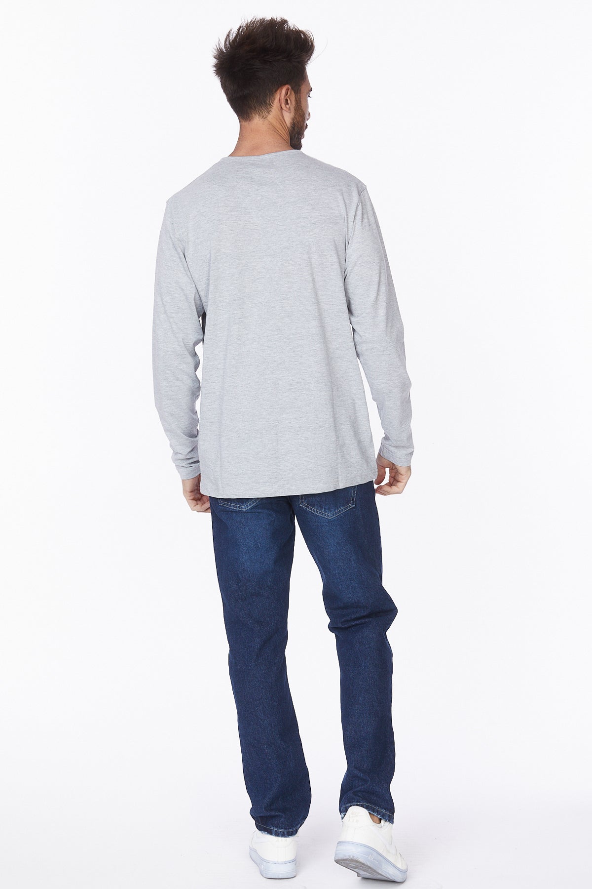 Henley Long Sleeves T-Shirt #Light Gray