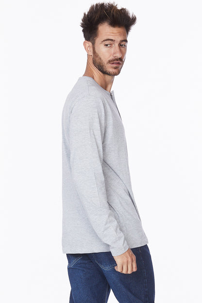 Henley Long Sleeves T-Shirt #Light Gray