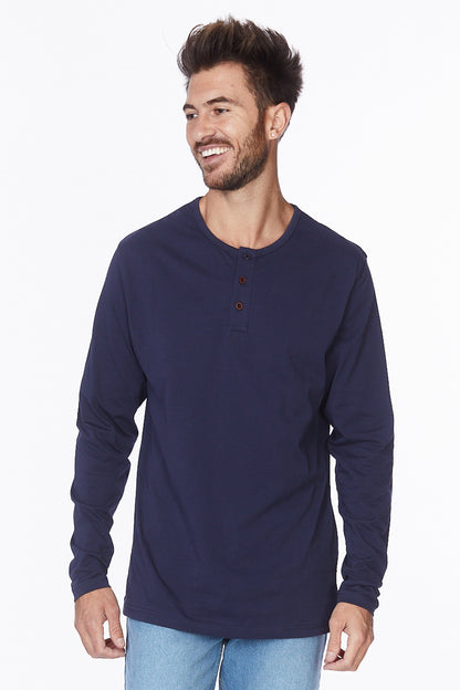 Henley Long Sleeves T-Shirt #Navy